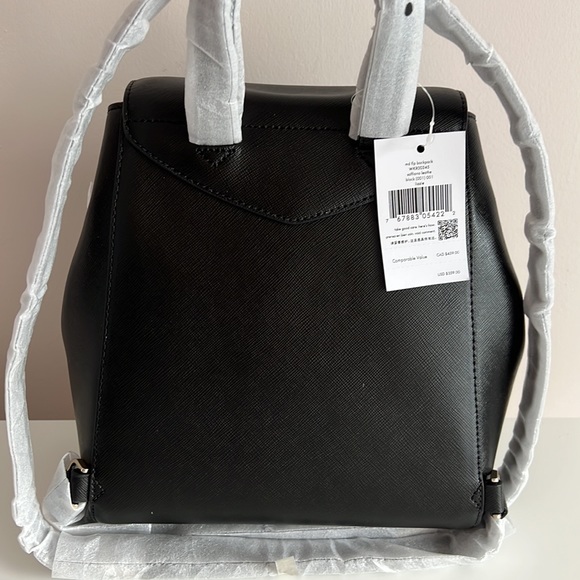 NEW Kate Spade Lizzie Medium Flap Backpack Black - Picture 10 of 12
